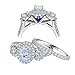Newshe 1.8Ct Oval Three Stone White Cz Blue 925 Sterling Silver Wedding Engagement Ring Set