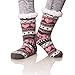 Dosoni Women's Winter Fuzzy Slipper Socks Non Slip Soft Cozy Fleece Lining Knit Thick Warm Christmas Socks (Gray/Pink)