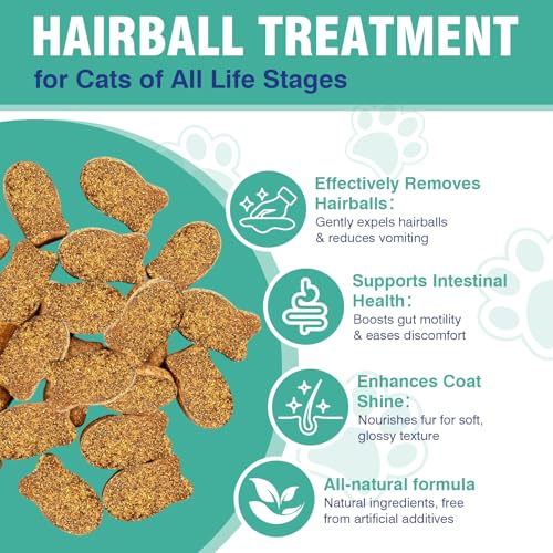 Cat Hairball Remedy Treats, 150 Soft Chews Cat Hair Ball Treatment Furball Control Relief Helps Eliminate and Prevent Hairballs for Indoor Cats Supports Skin and Coat Digestion Chicken Flavor