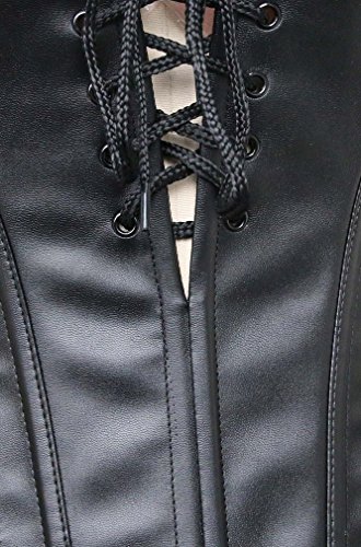 EUDOLAH-Abito-Corsetto-da-Donna-in-Ecopelle-Gotica-Steampunk-con-Lacci-e-Pizzo-e-Zipper-Festa