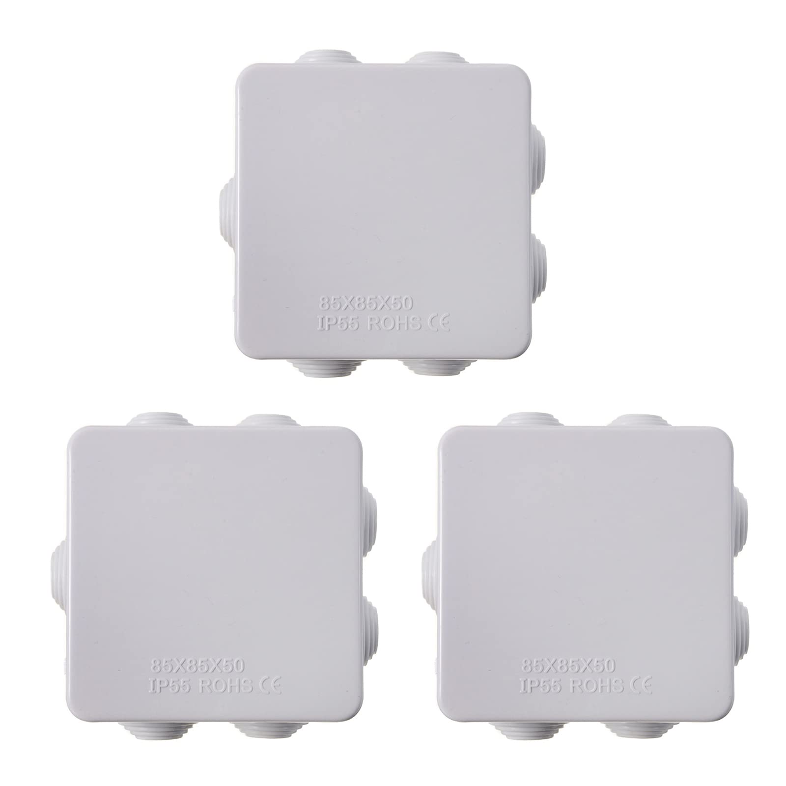 3PCS IP55 Electrical Project Box,85x85x50mm Waterproof Junction Box,ABS Plastic Universal Electrical Project Box Outdoor Indoor Electronics Cable (3PCS IP55 85x85x50mm)