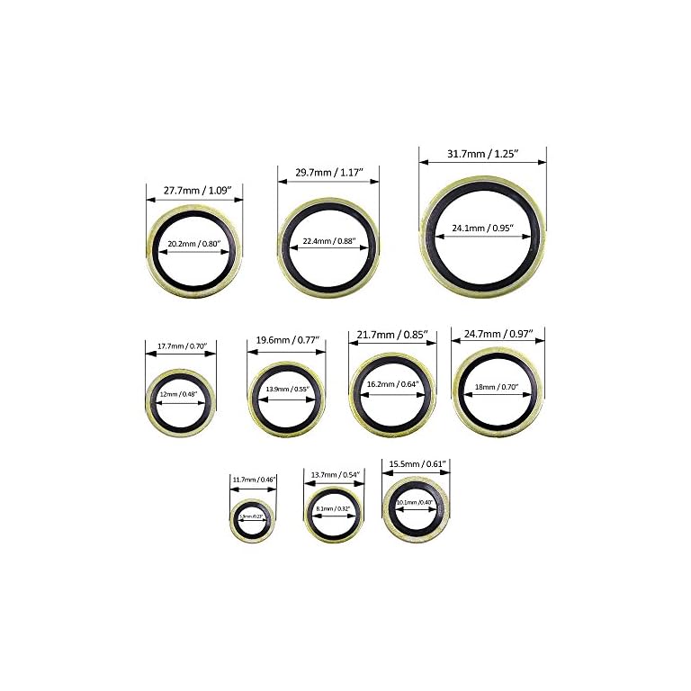 Hilitchi 180Pcs Metric Dowty Bonded Seal Oil Washer Assortment Kit