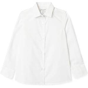 Amazon Essentials Girls' Regular Fit Easy Iron Long Sleeve School Shirts