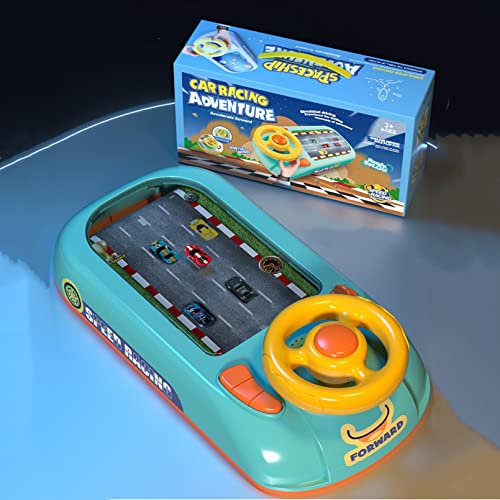 AM ANNA Baby Musical Steering Wheel Toy, Toddler Simulated Racing Car Game With Sound, Pretend Play Sensory Toys for Boys Girls Birthday Gift (Green)