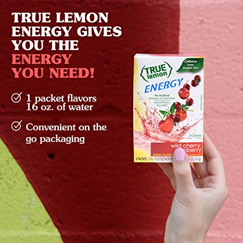 TRUE LEMON Energy Wild Cherry Cranberry Drink Mix,No Preservatives, No