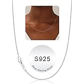 IEFWELL S925 Sterling Silver Chain Necklace for Women - 1.2 mm Sterling Silver Cable Chain, Sturdy hypoallergenic, 14/16/18/20/22/24 Inch Jewelry Gifts for Men Women