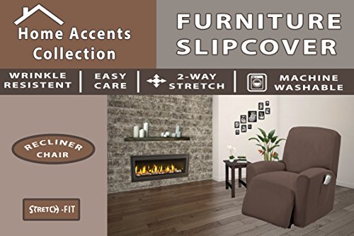 Stretch Recliner Slipcover By MarCielo, Couch Cover, 1-Piece Sofa Cover, Furniture Chair Slipcover (Dark Taupe)