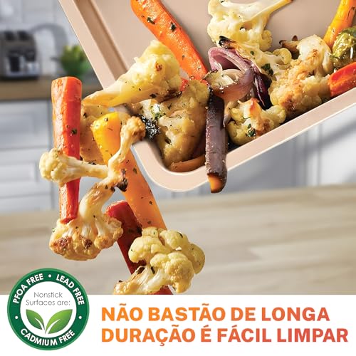 Conjunto Assadeira Antiaderente 5 Peças Tabuleiro Cozinha Reutilizável Jogo Forma Pão Bolo Alumínio com Revestimento Interno Forma Aço Assadeira Antiaderente para Cupcake e Muffin