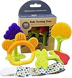 Ike & Leo Teething TREES -Baby Infant and Toddler Toys, Best for Sore Gums Pain Relief, Eco Friendly BPA Free & Freezer Safe, Set of 4 Silicone Teethers