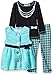 Kids Headquarters Girls' Vest with Black Tee and Printed Pants
