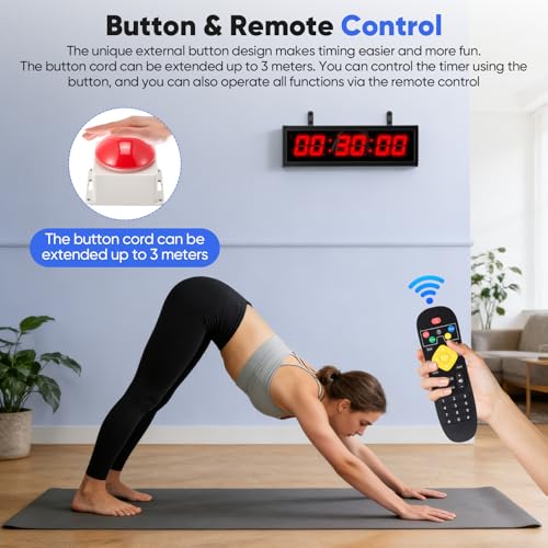 Cronómetro LED Competición, Cuenta Atrás Profesional con Trípode Ajustable 70-145cm, Botón de Disparo 3m y Mando a Distancia 10m, 6 Dígitos 2.3", Recargable 2000mAh, para Deportes Oficina Cocina