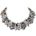 Jerollin Vintage Gold Tone Chain Multi-Color Glass Crystal Collar Choker Statement Bib Necklace
