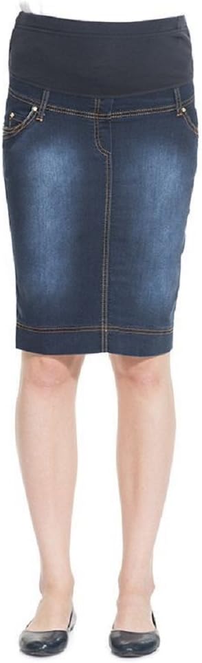 Maternity Pregnant Denim Skirt with Pregnancy Jersey Panel