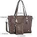 WISHESGEM Women Fashion Handbags Top-Handle Shoulder Bags PU Leather Tote Bags Crossbody Purse Dark Chestnut