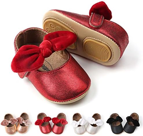 Sakuracan Infant Baby Girls Mary Jane Flats Non-Slip Soft Soled Toddler First Walkers Crib Shoes Princess Dress Shoes