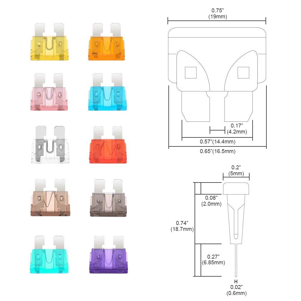 200Pcs Car Blade Fuses Assortment Set with Mini Puller - ECLEAR Standard Durable Assorted Fuses Replacement Kit - 2A 3A 5A 7.5 A 10A 15A 20A 25A 30A 35A Puller for Auto Truck Boat Marine RV SUV