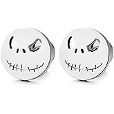 2pcs Little Monster Stud Earrings in Steel for Men Women, Screw Back, Rock Punk Hipster