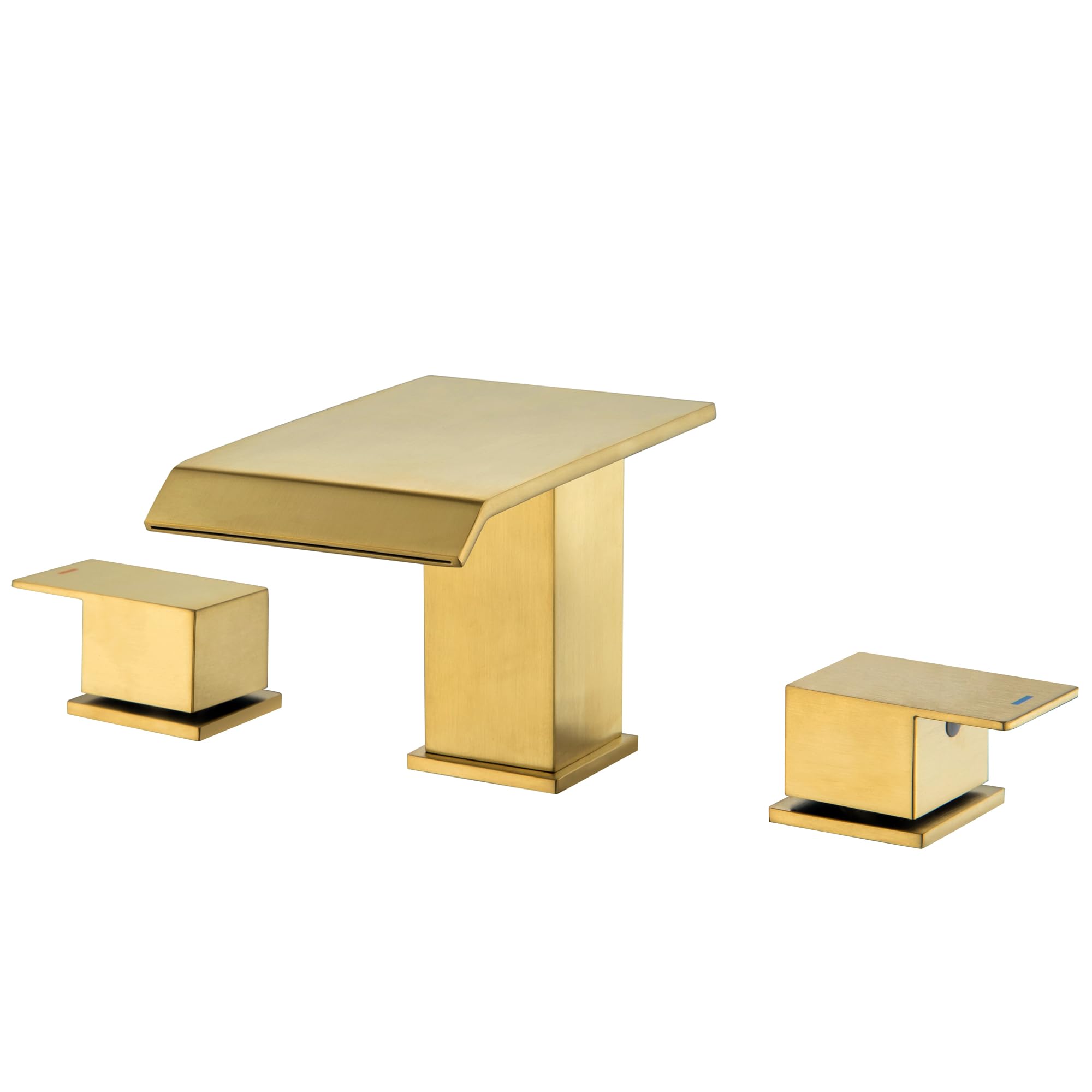 Photo 1 of Beiyi Roman Tub Faucet Brushed Gold Deck Mount Waterfall Bathtub Faucet 2 Handles High Flow Bath Tub Faucet Set