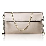 S-ZONE Women's Genuine Leather Envelope Clutches Wristlet Handbag Shoulder Evening Bag