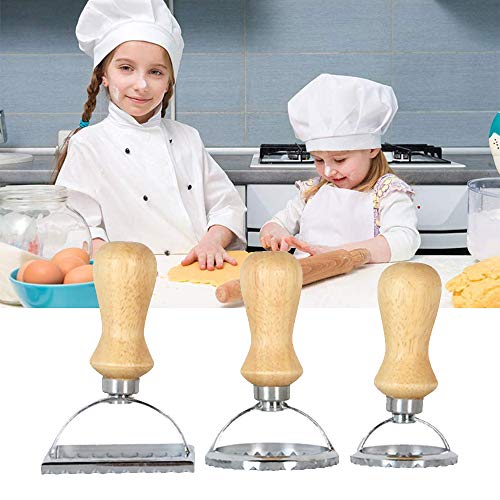 Ravioli Stamp Set, 4-Piece Classical Ravioli Cutter Maker with Wood Handle Pasta Mold Cookie Cutter Tool - Thumbnail 6