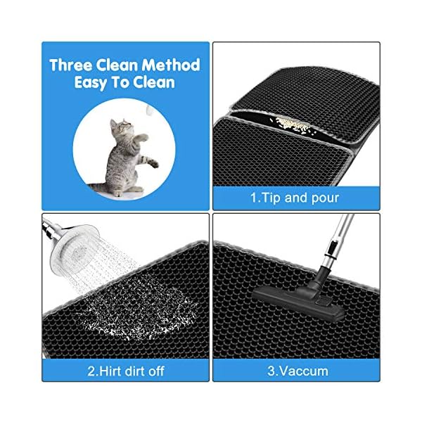 Tappetino Lettiera Gatto, Grande Tappeto per trapper per lettiera per gatti con impermeabile EVA doppio strato, Lavabile…