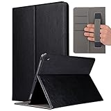iPad Pro 10.5 Case, Pasonomi Premium Leather Case Stand Cover with Card Slots & Elastic Hand Strap for Apple iPad Pro 10.5 2017 Release (Black)