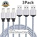 Lightning Cable, Sundix 3Pack 10FT iPhone Charger 8Pin Nylon Braided Charging Cord Compatible with iPhone X/8/8Plus /7/ 7Plus/ 6/ 6S/ 6 Plus/ 6S Plus/SE/5C/5S/5, iPad/iPod and More(White)