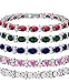KEZEF Cubic Zirconia Tennis Bracelet CZ Round Cut 2.5mm White 7x5mm Oval Gemstone Silver Plated Brass 7 inch