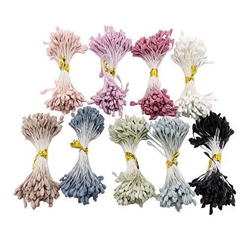 900pcs/lot 3mm Mixed 9 Colors Matte Double Heads Flower Stamen Pistil (Mixed Colors 5)