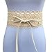 Toptim Women's Belt Bow Tie Wrap Faux Leather Band Corset 3-Pack (Black-Coffee-Beige)