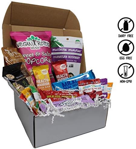 Vegan Holiday Assorted Snack Box- Rich Chocolates Bars, Smoky Jerky, Sweet & Salty Popcorn, Rosemary Parmesan Crackers, Chia Bars, and more! 100% VEGAN AND NON-GMO! - VeganWorks - (15 ct.)