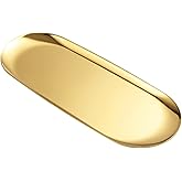 Golden Oval Stainless Steel Tray – Mini Coffee Table Tray for Jewelry, Cosmetics & Candles | Vacuum Coating – No Fading, No Discoloration