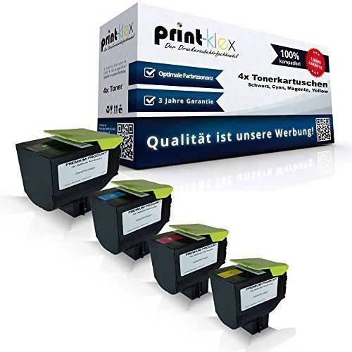 Print-Klex 4 Compatible Toner Cartridges for Lexmark CS 310 dn 410 CS 310 CS CS 410 N dn Dtn-Black Cyan Magenta Yellow Value Set 70C2HK0 70C2HC0 70C2HM0 70C2HY0 BK C M Y