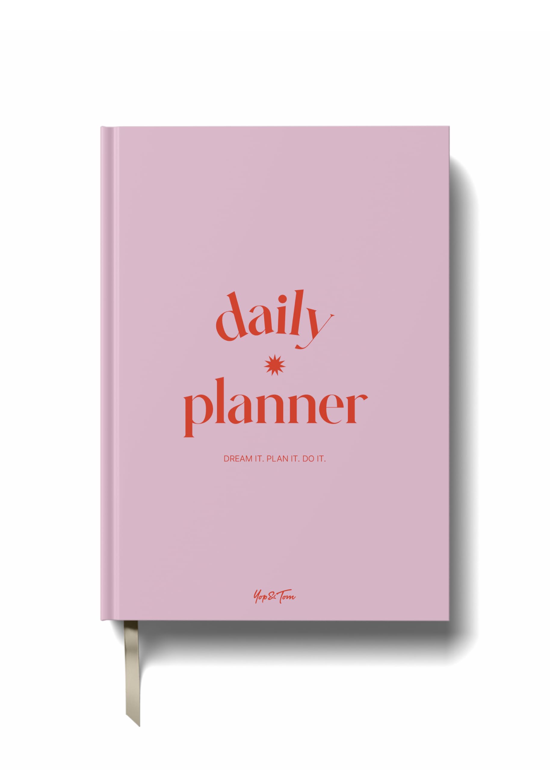 Yop & Tom Undated Daily Diary (A5) - Productivity Planner - Weekly and Daily Organizer with Time Slots - 22 Weeks - Pink and Red