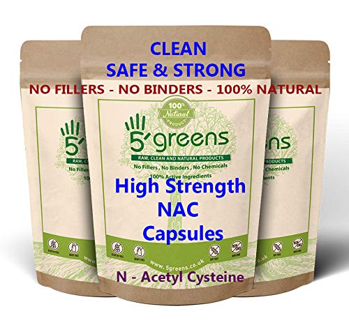 NAC N-Acetyl-Cysteine 1600mg High Strength Per Serving – 120 Vegan Friendly Capsules- 100% Natural, No Fillers or Binders – Made in The UK by 5greens