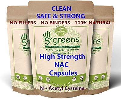 5greens NAC N-Acetyl-Cysteine 1600mg 180 Vegan Capsules - 100% Natural