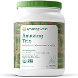 Amazing Grass Organic Trio Powder, 100 Servings, 28.2oz, Greens, Barley Grass, Wheat Grass, Alfalfa, Detox, Alkalize, whole leaf, Gluten Free, GMO Free, wheatgrass, vegan, raw