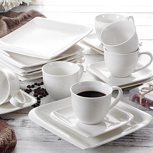 vancasso Kaffeeservice, Kaffeeset Yolanda Tasseservice, Tafelservice aus weißen Porzellan, 18 TLG. Kaffeeset, Beinhaltet… – Bild 4