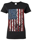 Shop4Ever® United States of America Flag Vintage Women T-Shirt USA Flag Shirts