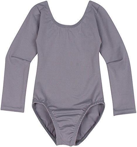 Toddler and Girls Leotard for Dance, Gymnastics and Ballet with Long Sleeve Gray S (4-5)