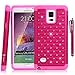 Galaxy Note 4 Case, Style4U Galaxy Note 4 Studded Rhinestone Crystal Bling Hybrid Armor Case Cover for Samsung Galaxy Note 4 with 1 HD Screen Protector and 1 Stylus [Hot Pink/Hot Pink]
