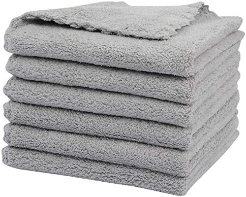 Sunland ハンドタオル 柔らかい メイク落としタオル マイクロファイバー ハンカチタオル 6枚セット 吸水 なめらか ふわふわ 30cmx30cmグレー