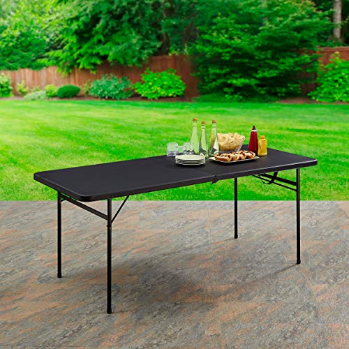 Mainstays 6 Foot BiFold Plastic Folding Table, Black Pricepulse