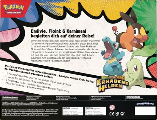 Pokémon-Sammelkartenspiel: Deluxe-Pin-Kollektion Mega-Entwicklung – Erhabene Helden: Erste Partner (3 holografische Promokarten, 1 Deluxe-Pin und 5 Boosterpacks) 4