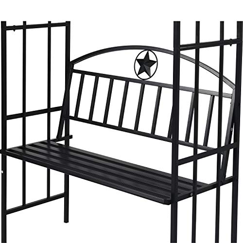 Peachtree Press Inc Garden Pergola Trellis Arbor with Bench 7'5''H x3'7''W Metal Arch Arbour for Climbing Plant Outdoor Garden Patio - Thumbnail 4