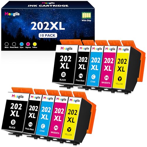 Meagiis 202XL Ink Cartridge Compatible with Epson 202 XL 202XL for Expression Premium XP-6000 XP-6005 XP-6100 XP-6105 XP6000 XP6005 XP6100 XP6105 (2 Black, 2 Photo Black, 2 Cyan, 2 Magenta, 2 Yellow)