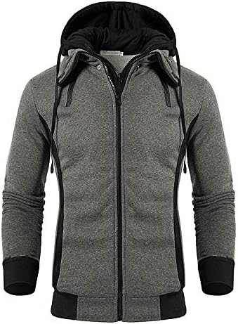 QPNGRP Men's Hoodies Slim Fit Double Zipper Fleece Hooded Sweatshirt Jacket