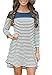 Kissky Women's Long Sleeve Color Block Striped T-Shirt Dress