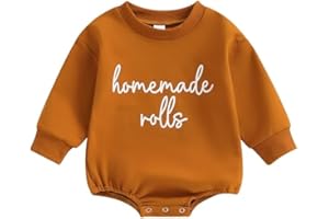 FIOMVA Thanksgiving Baby Girl Boy Outfit Newborn Bubble Romper Fall Winter Infant Long Sleeve Sweatshirt Top Cute Clothes