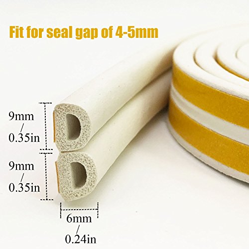 33Ft window insulation kit - Weather stripping Window Doors Seal Strip Anti-collision D Type Foam Seal Strip Self Adhesive Rubber Foam Seal Strip Soundproofing Door Seals D model White